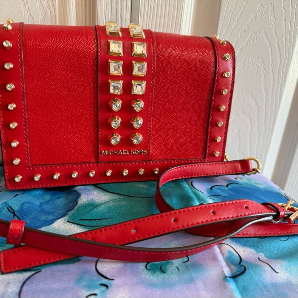 NWT Michael Kors Red Studded Women's Bag